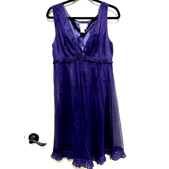 Womens Purple Baby doll , Grunge 100% Silk Dress, L ,Max Studio Special Edition - Picture 2 of 6